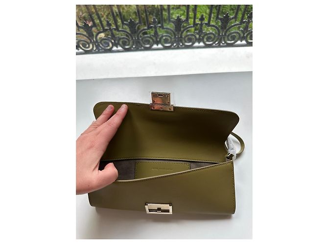 AMI Paris Borsa a tracolla in pelle verde oliva - vista 10