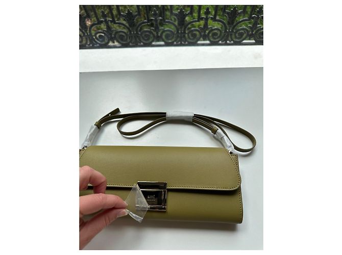AMI Paris Borsa a tracolla in pelle verde oliva - vista 13