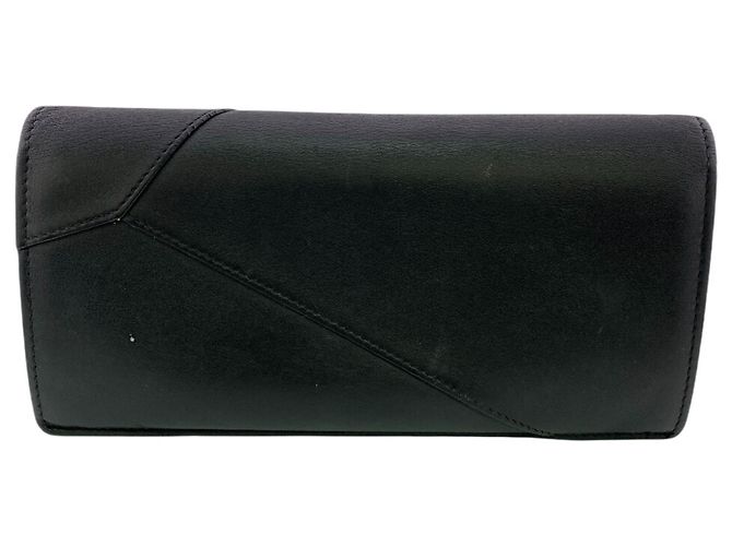 Puzzle Loewe Black Leather Long Bi-fold Wallet - view 2