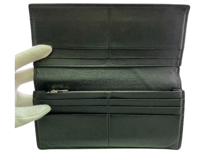 Puzzle Loewe Black Leather Long Bi-fold Wallet - view 6