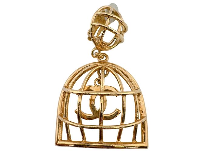 Timeless Orecchini Chanel Vintage Gold Birdcage Clip D'oro - vista 2