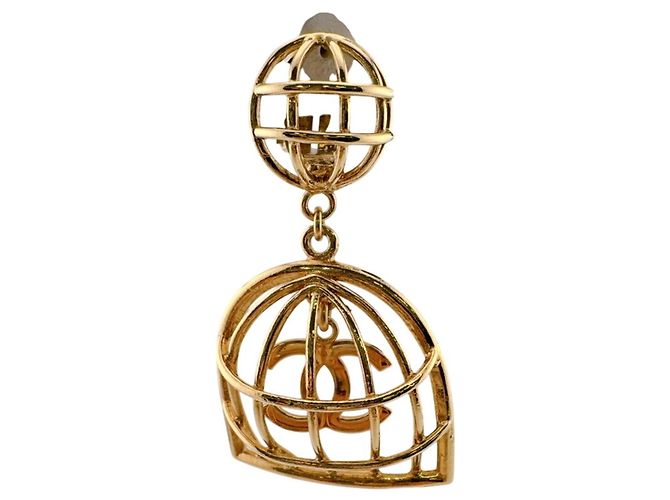 Timeless Orecchini Chanel Vintage Gold Birdcage Clip D'oro - vista 5