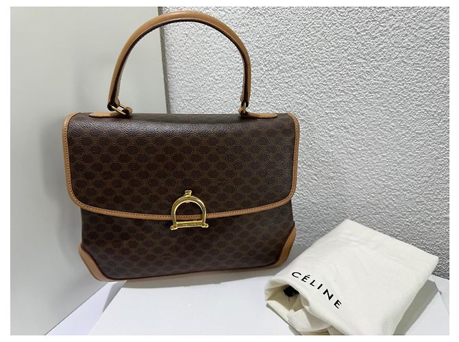 Céline Celine Macadam Logo Monogram Handtasche Braun Gold hardware - Ansicht 16
