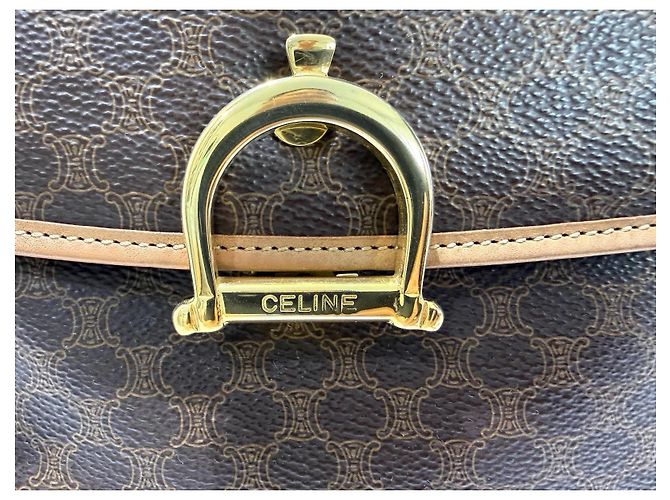 Céline Celine Macadam Logo Monogram Handtasche Braun Gold hardware - Ansicht 3