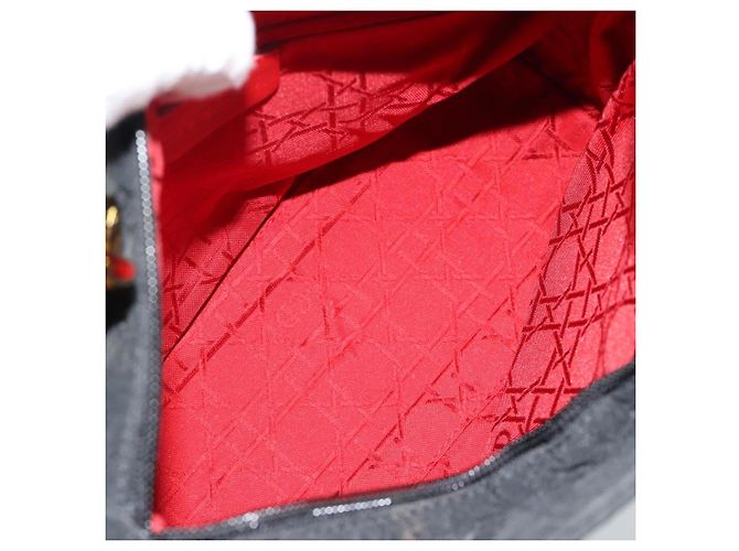 Borsa Christian Dior Lady Dior Canage in tela nera e oro Autentica ep14827 - vista 11