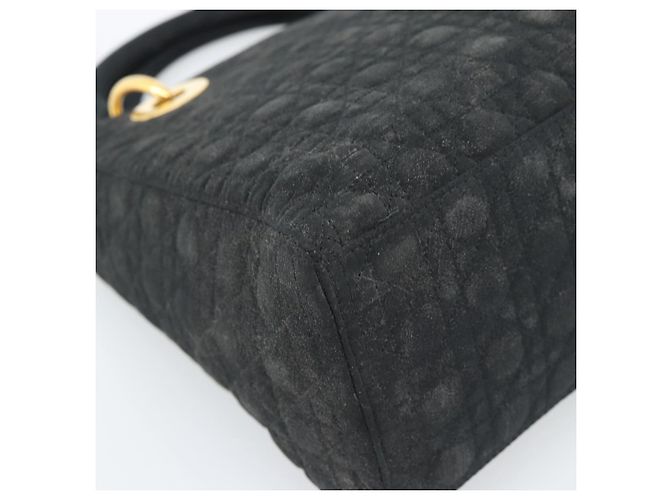 Borsa Christian Dior Lady Dior Canage in tela nera e oro Autentica ep14827 - vista 14