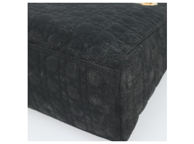 Borsa Christian Dior Lady Dior Canage in tela nera e oro Autentica ep14827 - vista 15