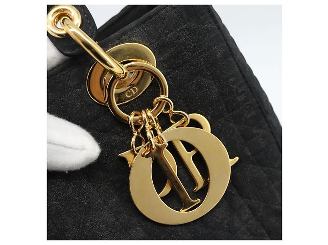 Borsa Christian Dior Lady Dior Canage in tela nera e oro Autentica ep14827 - vista 17