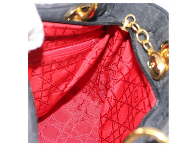 Borsa Christian Dior Lady Dior Canage in tela nera e oro Autentica ep14827 - vista 19