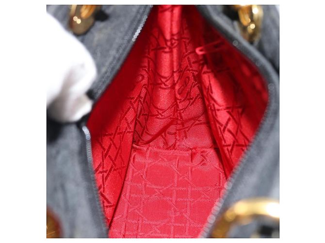 Borsa Christian Dior Lady Dior Canage in tela nera e oro Autentica ep14827 - vista 20