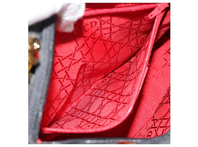 Borsa Christian Dior Lady Dior Canage in tela nera e oro Autentica ep14827 - vista 22