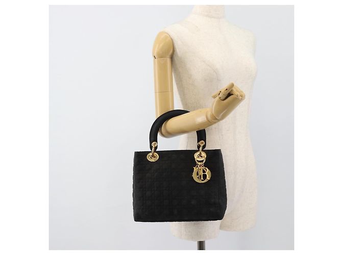 Borsa Christian Dior Lady Dior Canage in tela nera e oro Autentica ep14827 - vista 23
