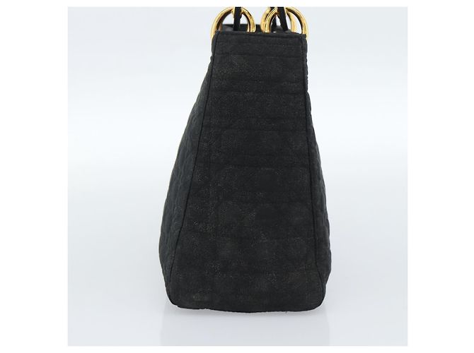 Borsa Christian Dior Lady Dior Canage in tela nera e oro Autentica ep14827 - vista 3