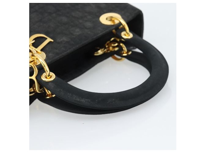 Borsa Christian Dior Lady Dior Canage in tela nera e oro Autentica ep14827 - vista 7