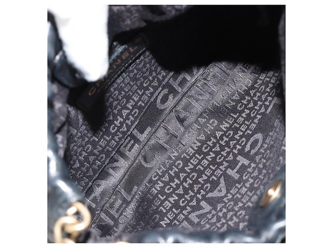 CHANEL Wild Stitch Chain Shoulder Bag Lamb Skin Black Gold CC Auth 185441M Nero D'oro - vista 11