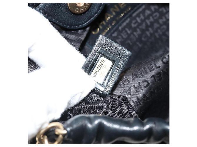 CHANEL Wild Stitch Chain Shoulder Bag Lamb Skin Black Gold CC Auth 185441M Nero D'oro - vista 12