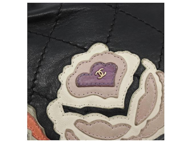 CHANEL Wild Stitch Chain Shoulder Bag Lamb Skin Black Gold CC Auth 185441M Nero D'oro - vista 17