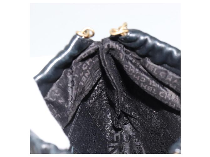 CHANEL Wild Stitch Chain Shoulder Bag Lamb Skin Black Gold CC Auth 185441M Nero D'oro - vista 18