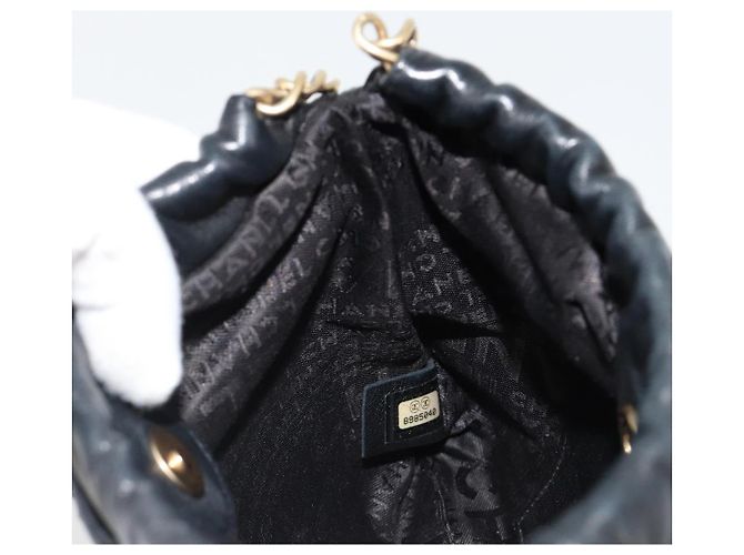 CHANEL Wild Stitch Chain Shoulder Bag Lamb Skin Black Gold CC Auth 185441M Nero D'oro - vista 19