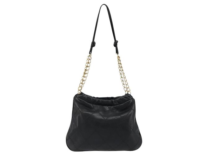 CHANEL Wild Stitch Chain Shoulder Bag Lamb Skin Black Gold CC Auth 185441M Nero D'oro - vista 2