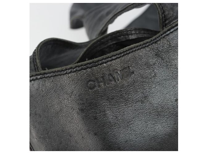 Borsa a Spalla CHANEL Pelle di Agnello Grigio Oro CC Auth bs35588 Marrone D'oro - vista 18