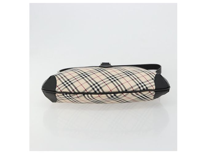 Borsa a Spalla BURBERRY Nova Check in Tela e Pelle Beige Argento Auth ka4754V - vista 5