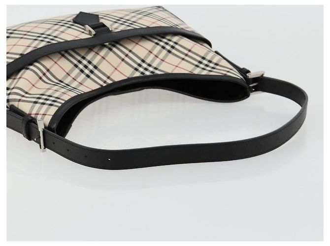 Borsa a Spalla BURBERRY Nova Check in Tela e Pelle Beige Argento Auth ka4754V - vista 7