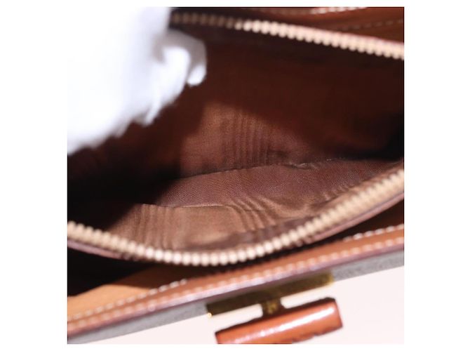 Céline Borsa CELINE Macadam Canvas PVC Pelle Marrone Oro Auth 185642 D'oro - vista 11