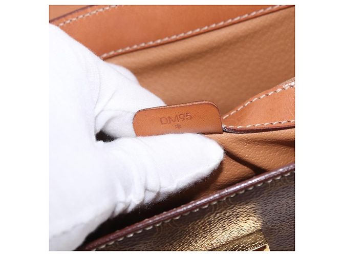 Céline Borsa CELINE Macadam Canvas PVC Pelle Marrone Oro Auth 185642 D'oro - vista 12