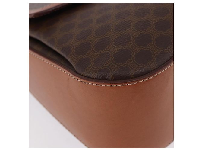Céline Borsa CELINE Macadam Canvas PVC Pelle Marrone Oro Auth 185642 D'oro - vista 14