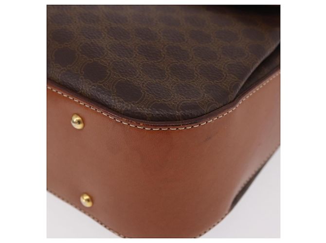Céline Borsa CELINE Macadam Canvas PVC Pelle Marrone Oro Auth 185642 D'oro - vista 15