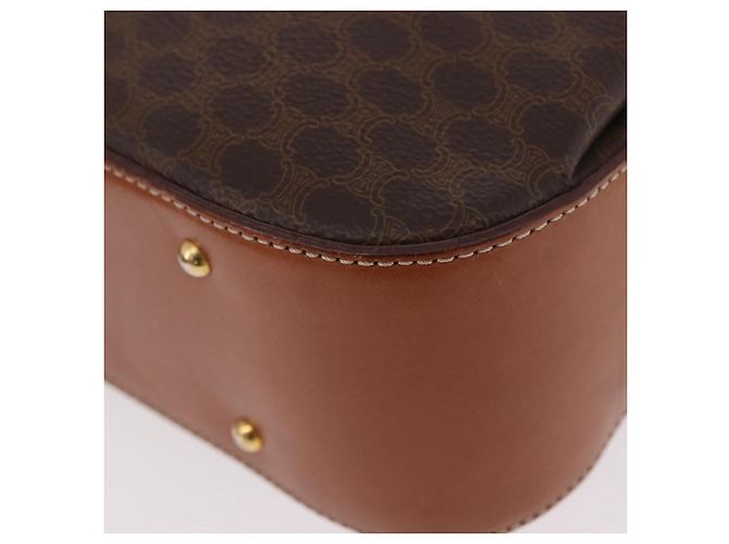 Céline Borsa CELINE Macadam Canvas PVC Pelle Marrone Oro Auth 185642 D'oro - vista 17