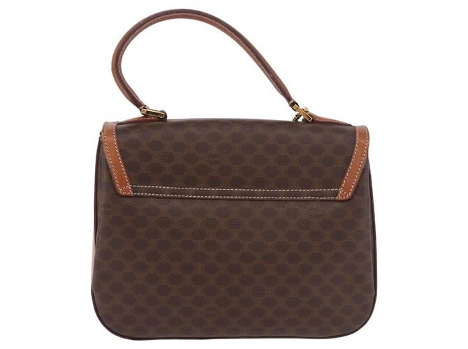 Céline Borsa CELINE Macadam Canvas PVC Pelle Marrone Oro Auth 185642 D'oro - vista 2