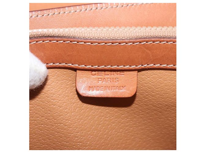 Céline Borsa CELINE Macadam Canvas PVC Pelle Marrone Oro Auth 185642 D'oro - vista 20