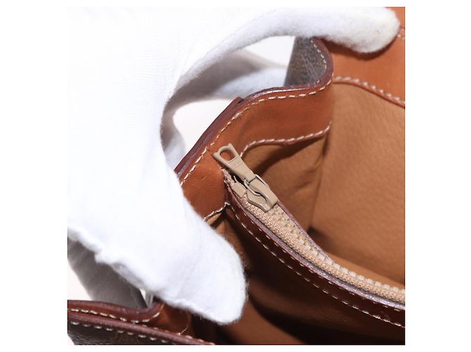 Céline Borsa CELINE Macadam Canvas PVC Pelle Marrone Oro Auth 185642 D'oro - vista 26