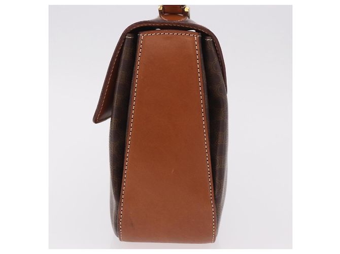 Céline Borsa CELINE Macadam Canvas PVC Pelle Marrone Oro Auth 185642 D'oro - vista 3
