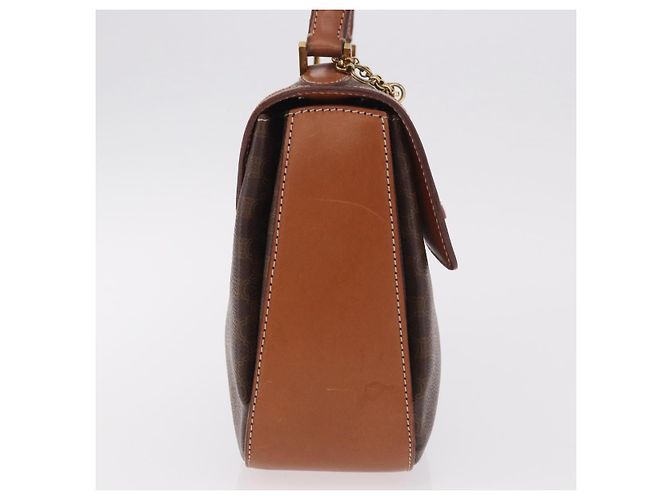 Céline Borsa CELINE Macadam Canvas PVC Pelle Marrone Oro Auth 185642 D'oro - vista 4