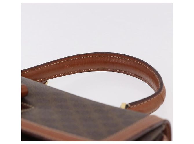 Céline Borsa CELINE Macadam Canvas PVC Pelle Marrone Oro Auth 185642 D'oro - vista 8