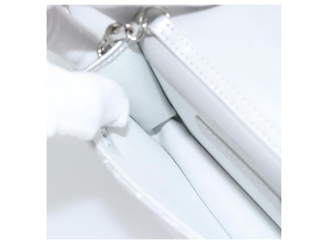 CHANEL Borsa a Spalla Matelasse con Catena in Pelle di Agnello Silver CC Auth 184788SAM Argento - vista 21