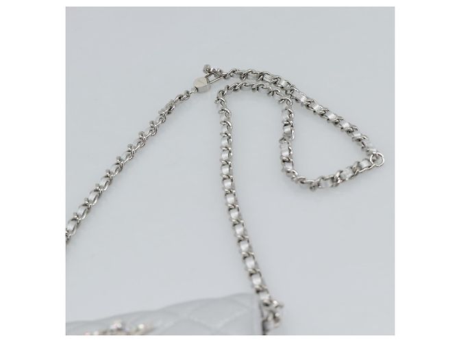 CHANEL Borsa a Spalla Matelasse con Catena in Pelle di Agnello Silver CC Auth 184788SAM Argento - vista 8