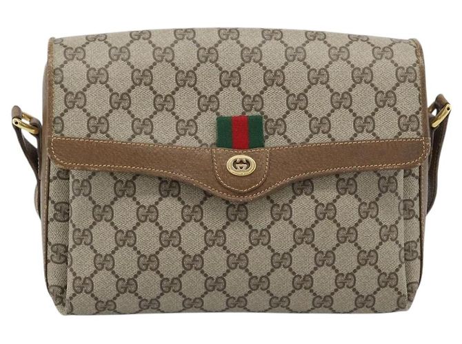 Borsa GUCCI GG Supreme Web Sherry Line PVC Beige Oro 904 02 084 Auth ep14773 D'oro - vista 13