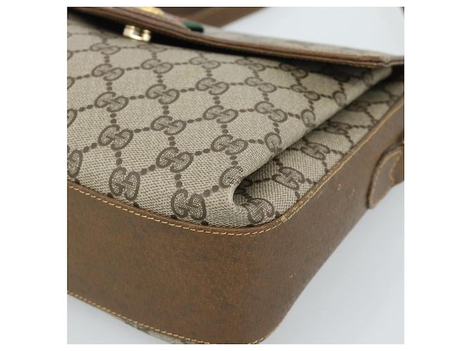Borsa GUCCI GG Supreme Web Sherry Line PVC Beige Oro 904 02 084 Auth ep14773 D'oro - vista 14