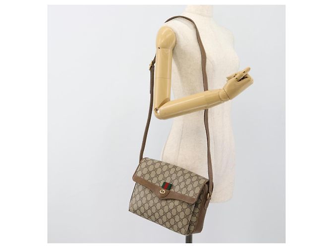 Borsa GUCCI GG Supreme Web Sherry Line PVC Beige Oro 904 02 084 Auth ep14773 D'oro - vista 24