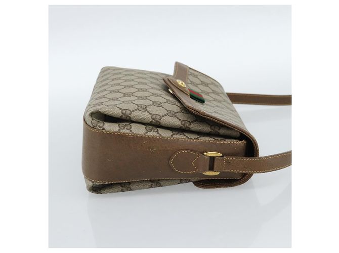 Borsa GUCCI GG Supreme Web Sherry Line PVC Beige Oro 904 02 084 Auth ep14773 D'oro - vista 4