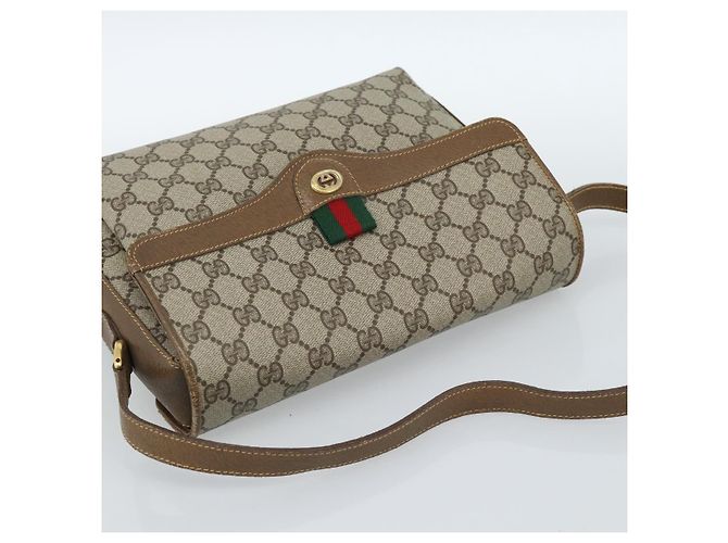 Borsa GUCCI GG Supreme Web Sherry Line PVC Beige Oro 904 02 084 Auth ep14773 D'oro - vista 6