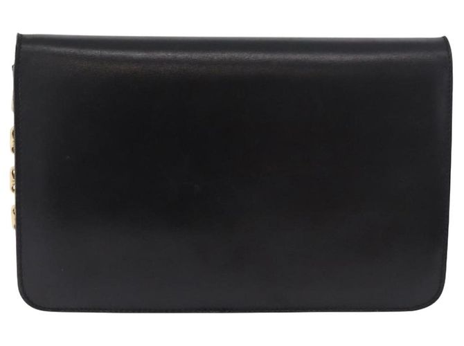 Céline Borsa a Spalla con Catena CELINE in Pelle Nera e Oro Auth 185136V Nero D'oro - vista 2