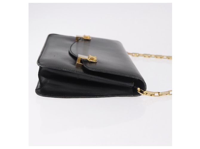 Céline Borsa a Spalla con Catena CELINE in Pelle Nera e Oro Auth 185136V Nero D'oro - vista 3