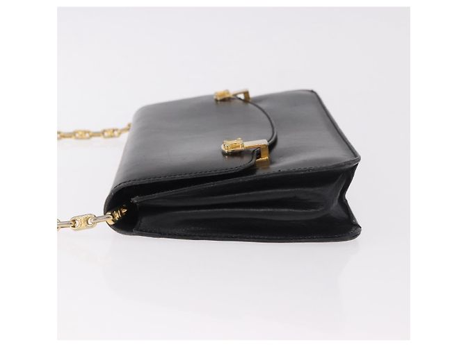 Céline Borsa a Spalla con Catena CELINE in Pelle Nera e Oro Auth 185136V Nero D'oro - vista 4
