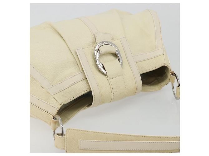 Bulgari Borsa a Spalla BVLGARI in Pelle Avorio Argento Auth bs35521 Crudo - vista 6