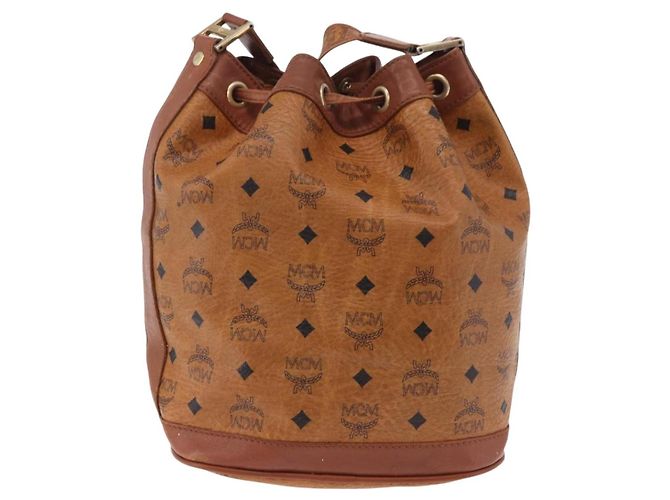 Borsa a tracolla MCM Vicetos Logogram Purse PVC Pelle Marrone Oro Auth ar13940 D'oro - vista 2